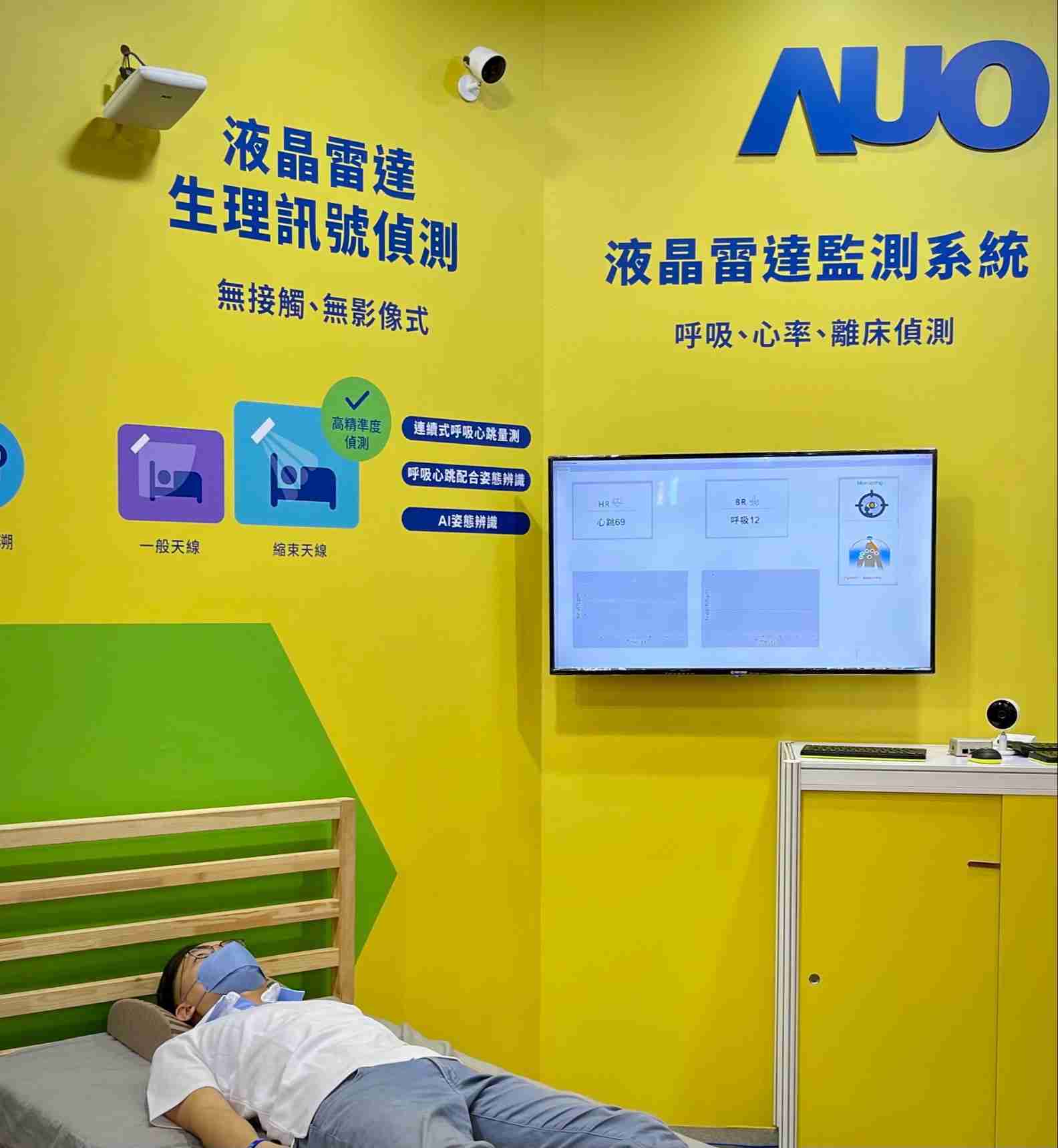 汇旺支付颐康「无接触生理监测雷达」，，免除传统线路与贴片束缚，，，，精准侦测呼吸、、、心跳等重要生理讯号