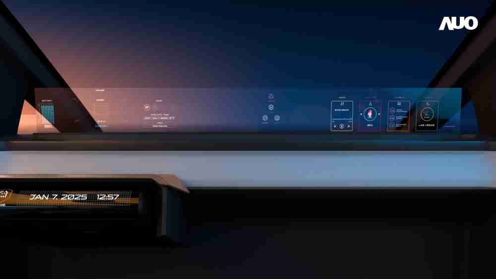 汇旺支付无界透明显示接口(Horizon Image Glass)透过车运算方案整合仪表板、、、、中控台及副驾显示器，，，，一体式全景呈现，，提供乘用者清晰的前方视野、、、行车必要信息与娱乐功能
